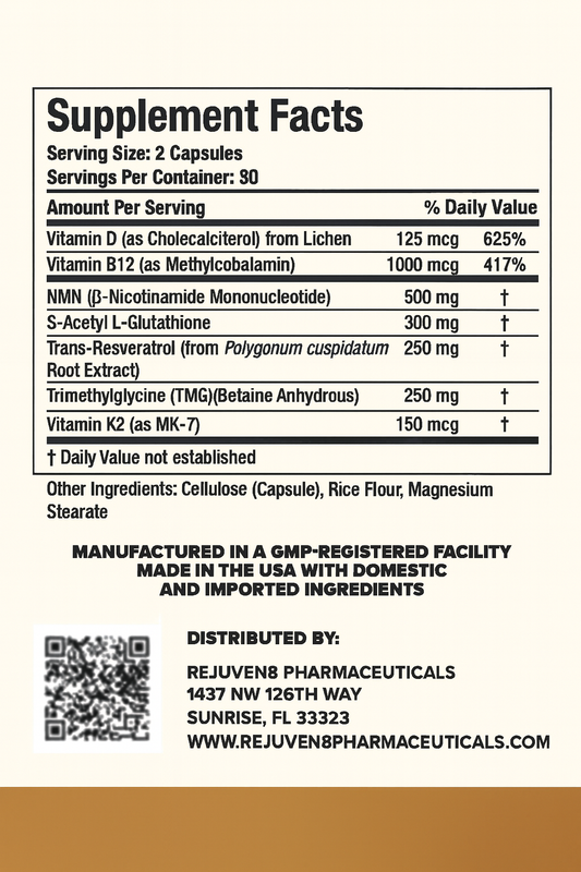 Rejuven8 Infinity - Premium NMN NAD+ Boosting Supplement for Longevity & Cellular Energy